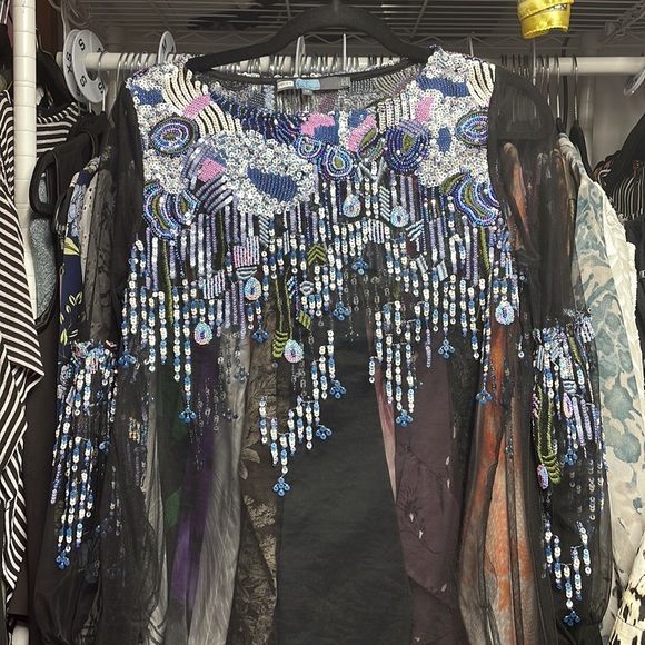Eva Franco Mesh Sequin Top - Preloved - Picture 2 of 7